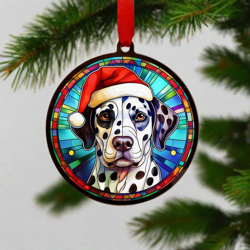 Dalmatian in Santa Hat Suncatcher Decoration